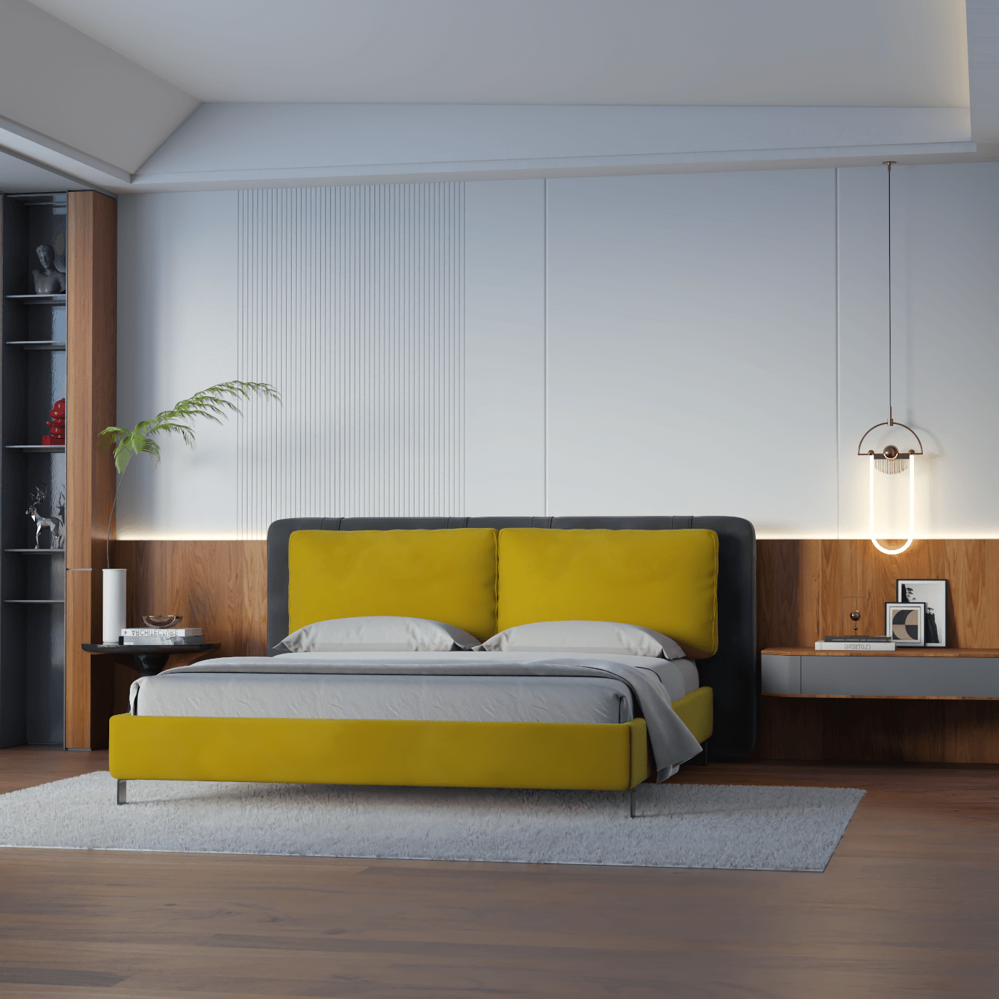 Giovanna Double Bed with Elegant Headboard