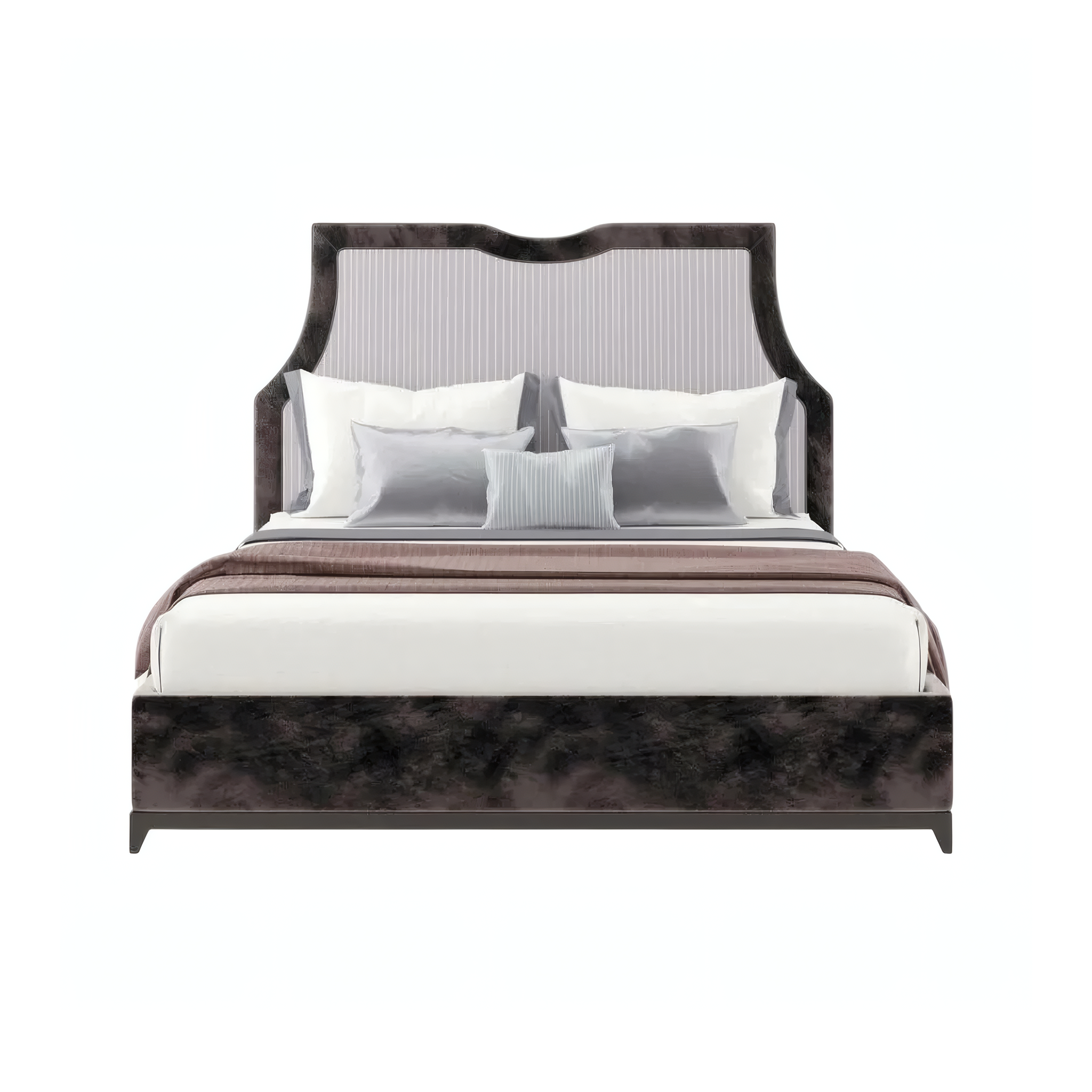 Isla Bed with High Curved Headboard and Upholstered Frame