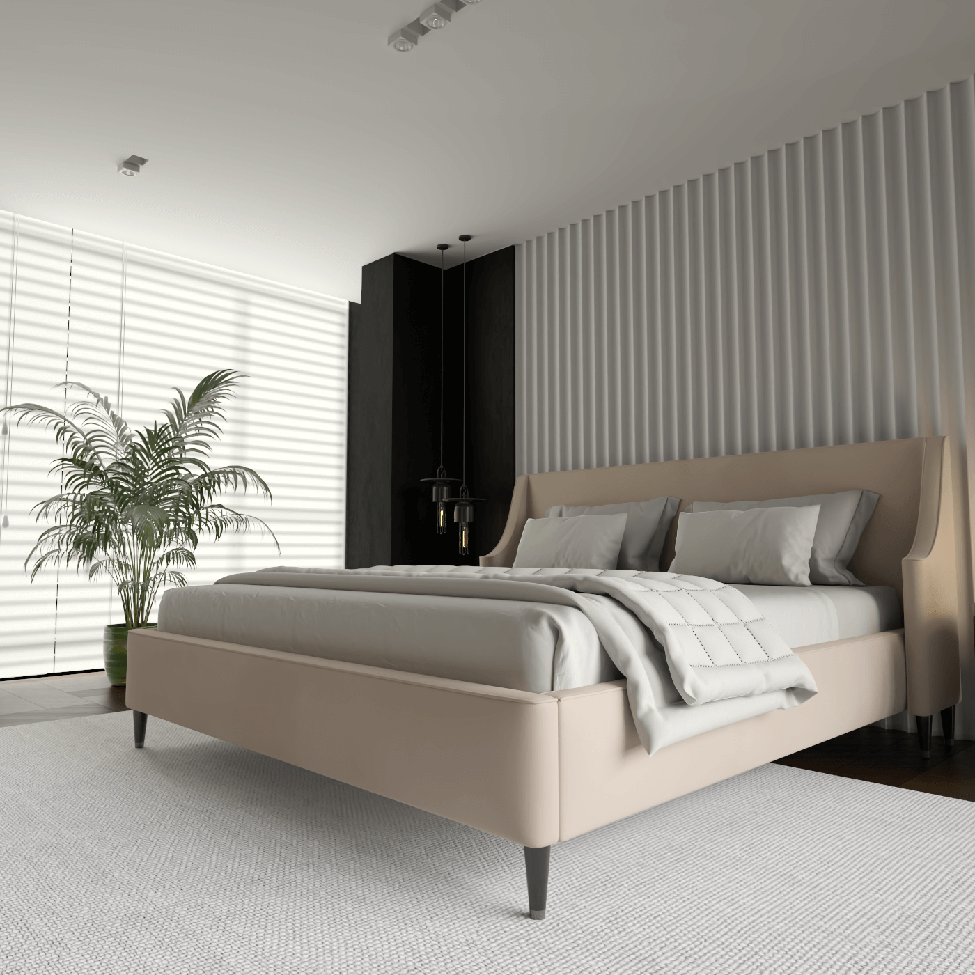 Laura Double Bed with High Headboard