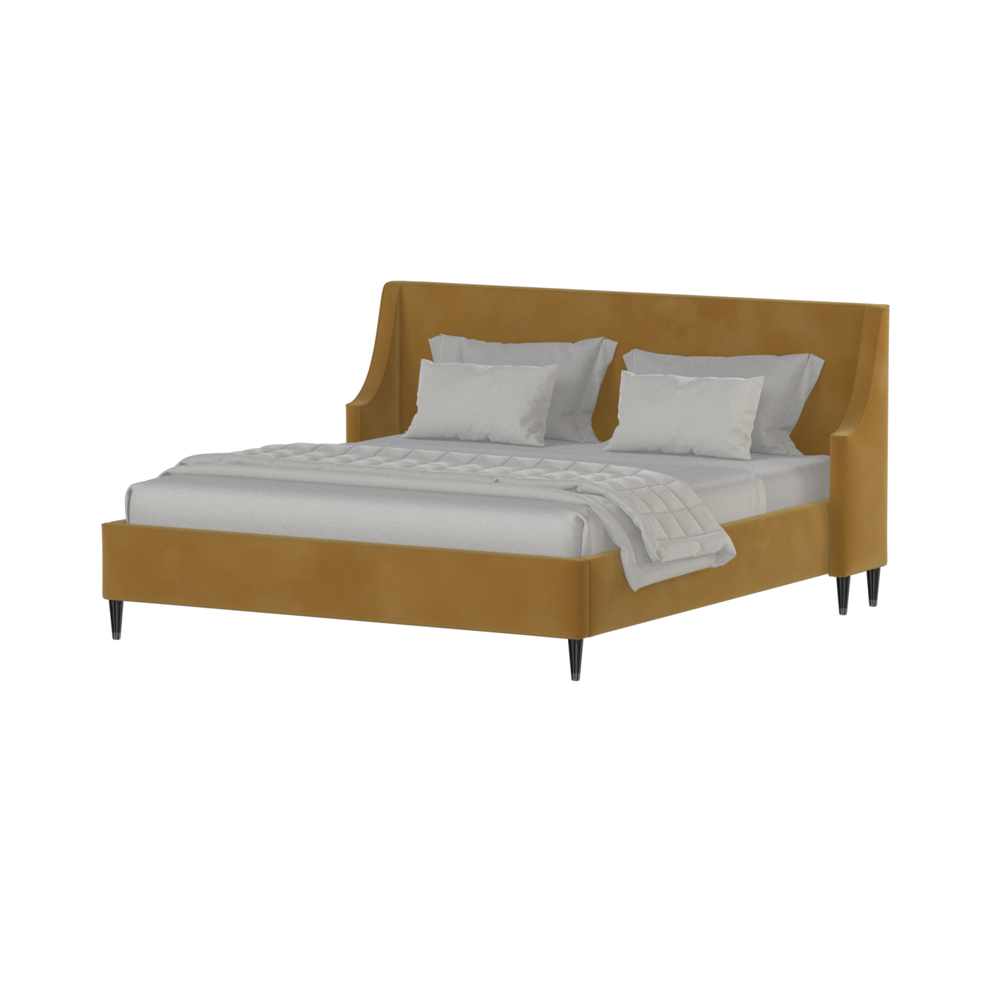 Laura double bed Lucia High Headboard Upholstered Bed in Soft Fabric