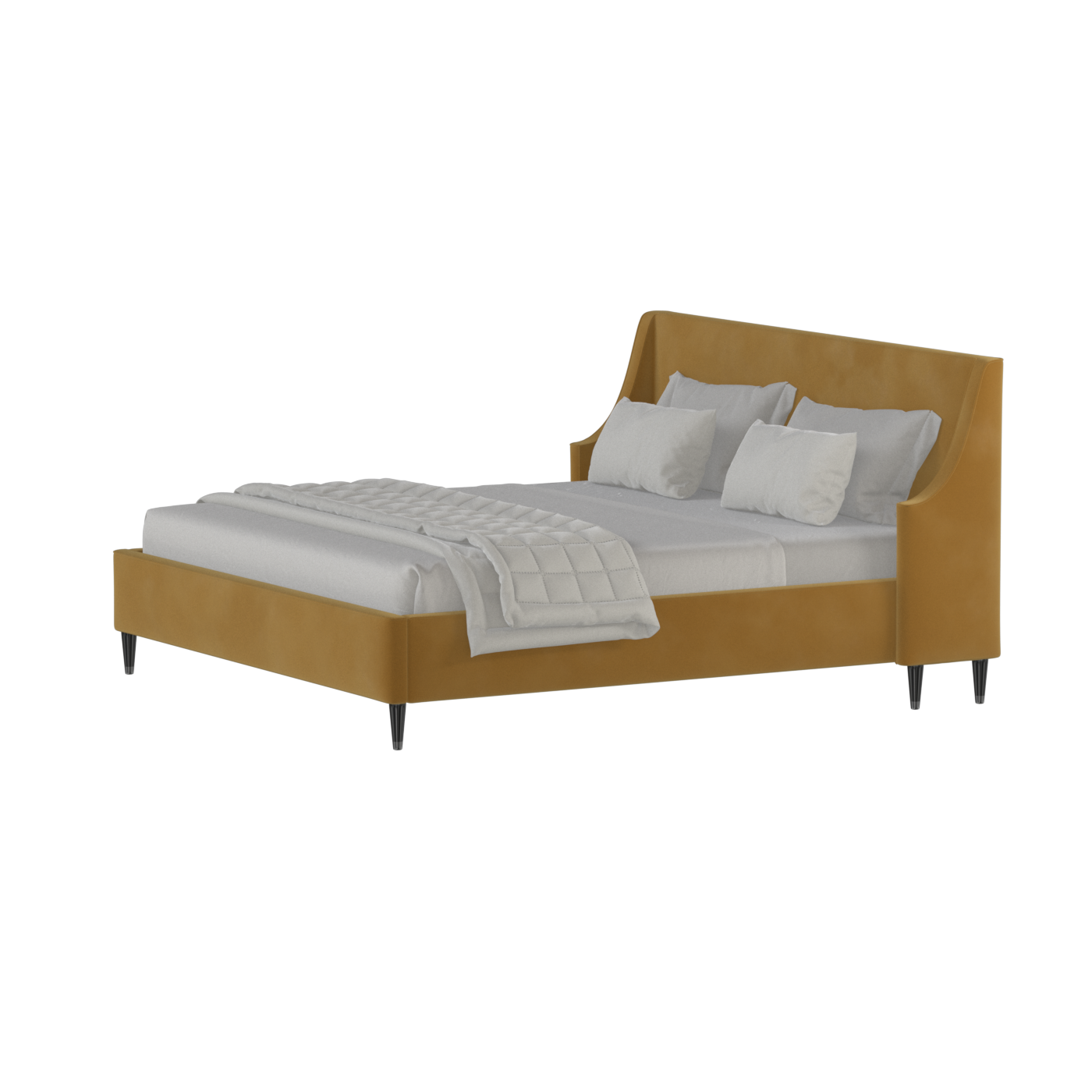 Laura double bed Lucia High Headboard Upholstered Bed in Soft Fabric