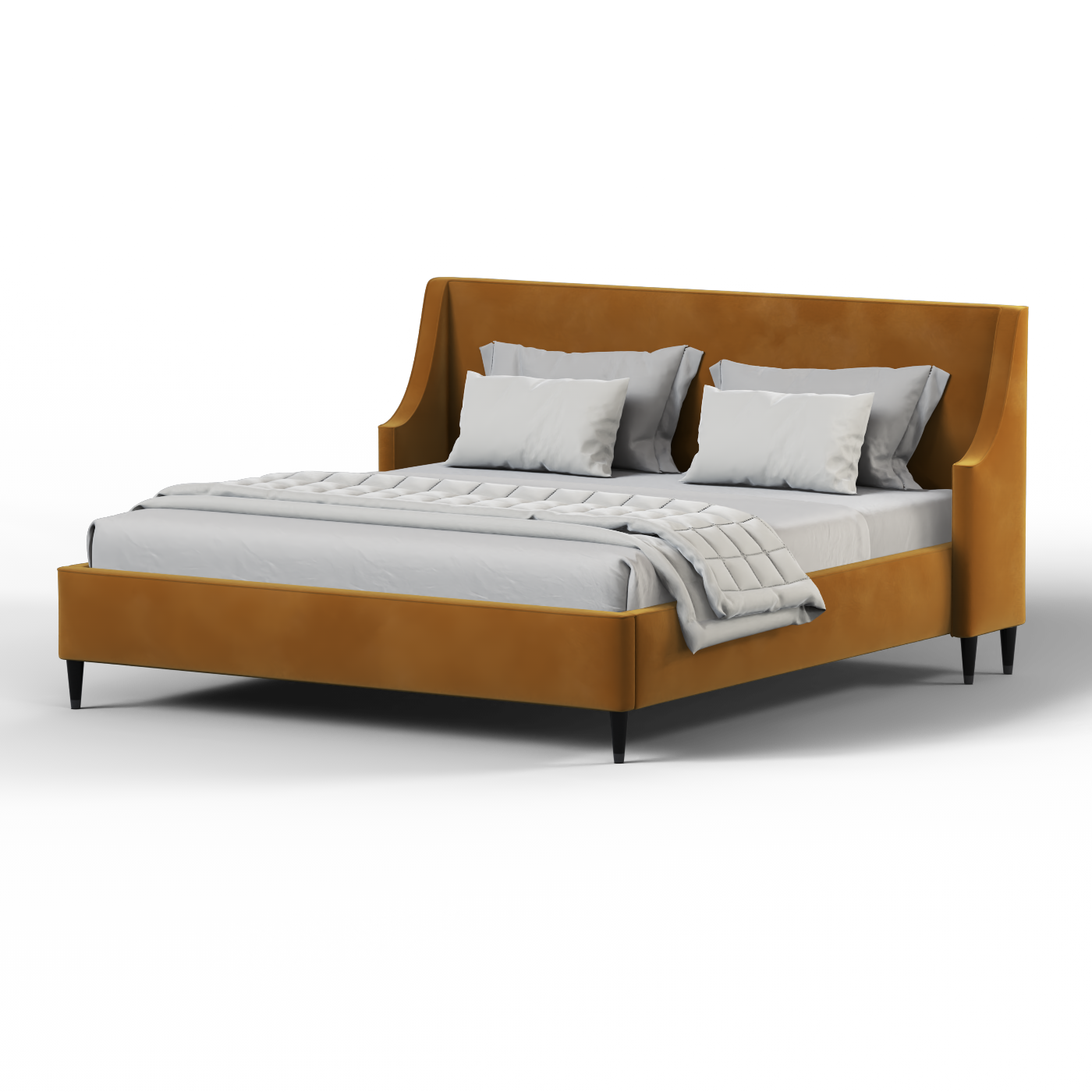 Laura double bed Lucia High Headboard Upholstered Bed in Soft Fabric