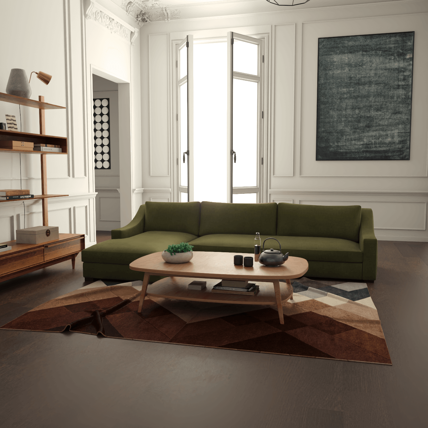 Louis Sectional Sofa — Low-Profile Modular Corner Layout