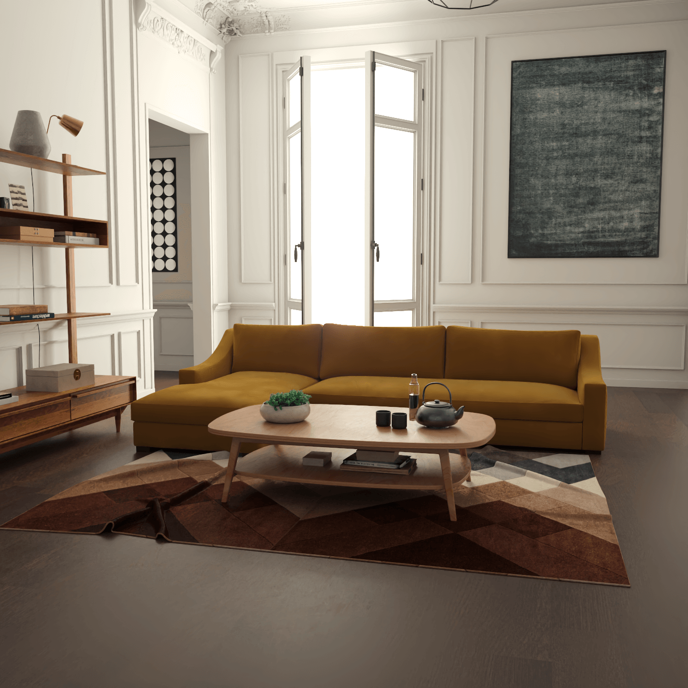 Louis Sectional Sofa — Low-Profile Modular Corner Layout