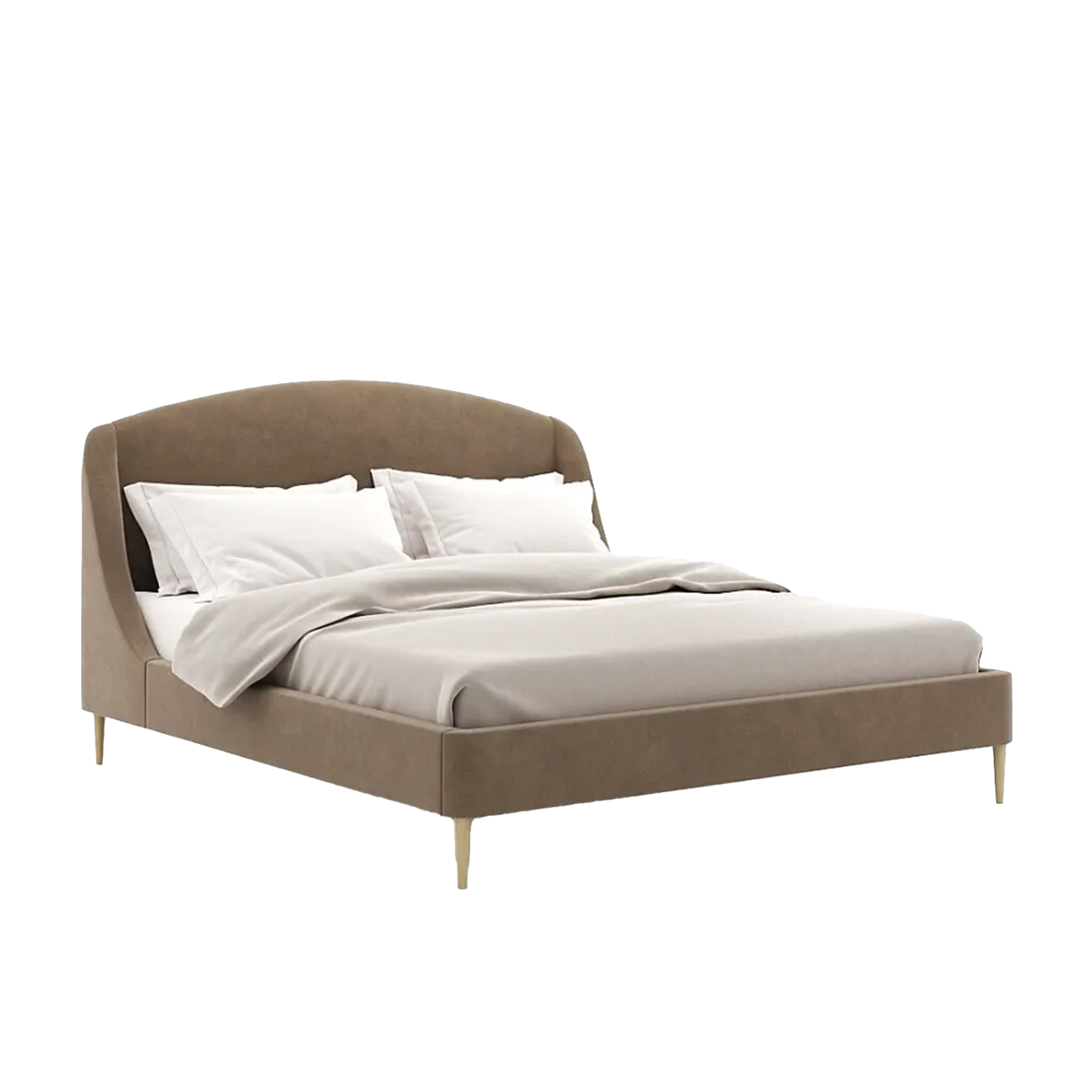 Lafayette Curved Bed — Taupe Linen‑Look Fabric