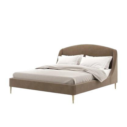 Lafayette Curved Bed — Taupe Linen‑Look Fabric