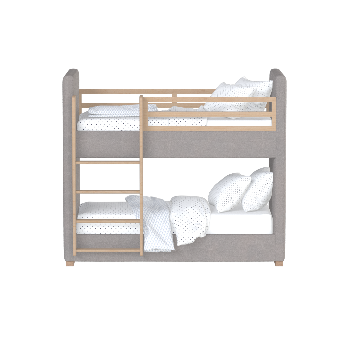 Paolo Bunk Bed with Soft Upholstery and Beechwood Accents