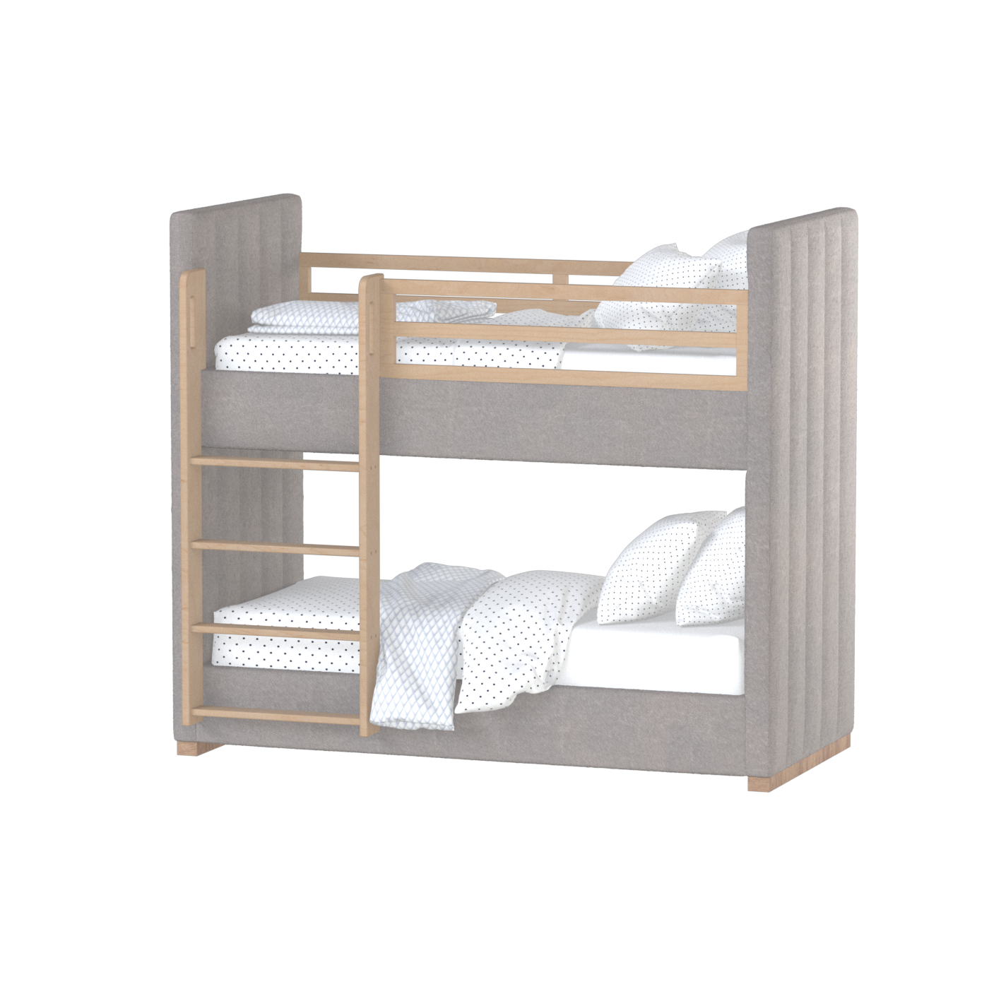 Paolo Bunk Bed with Soft Upholstery and Beechwood Accents