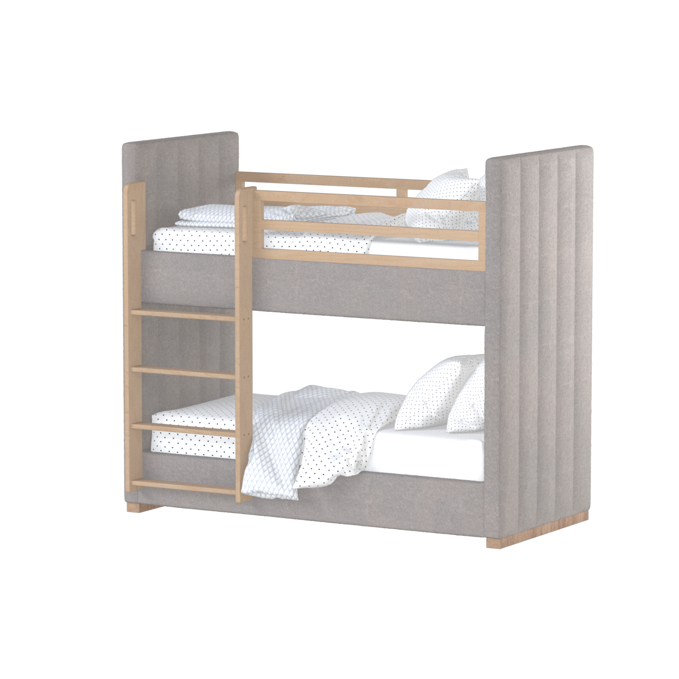 Paolo Bunk Bed with Soft Upholstery and Beechwood Accents