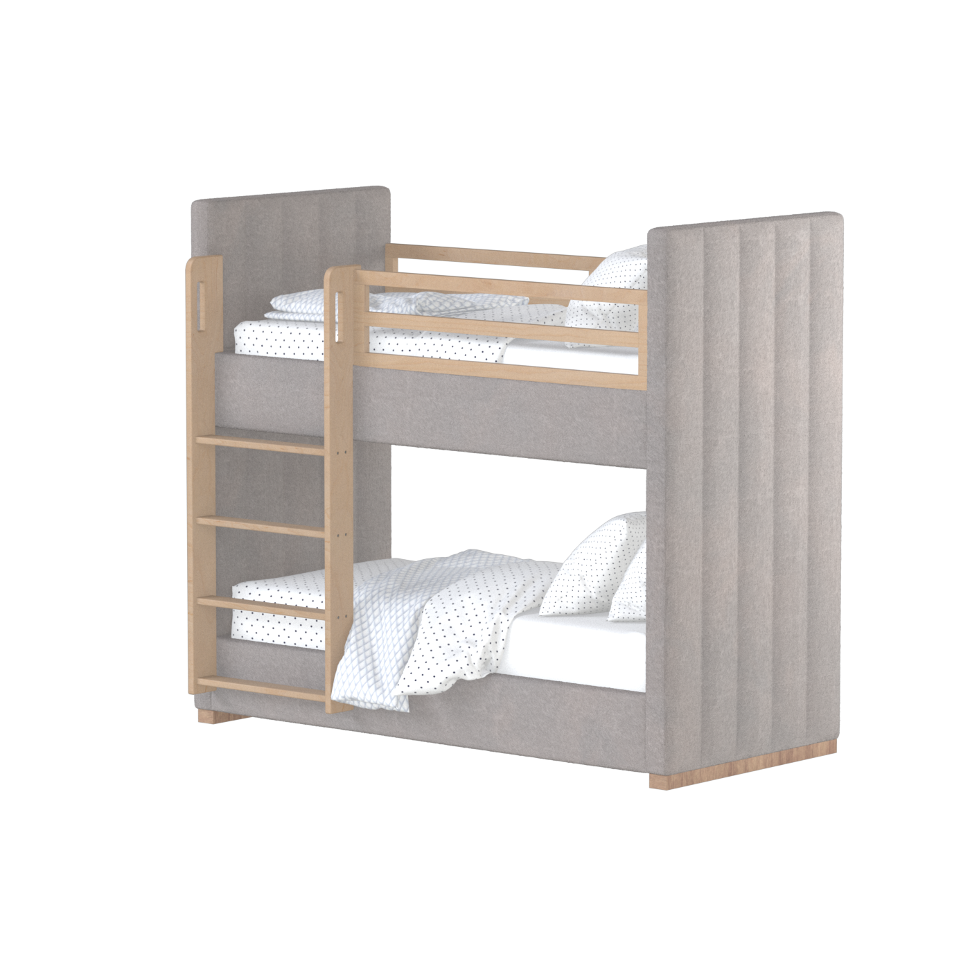 Paolo Bunk Bed with Soft Upholstery and Beechwood Accents