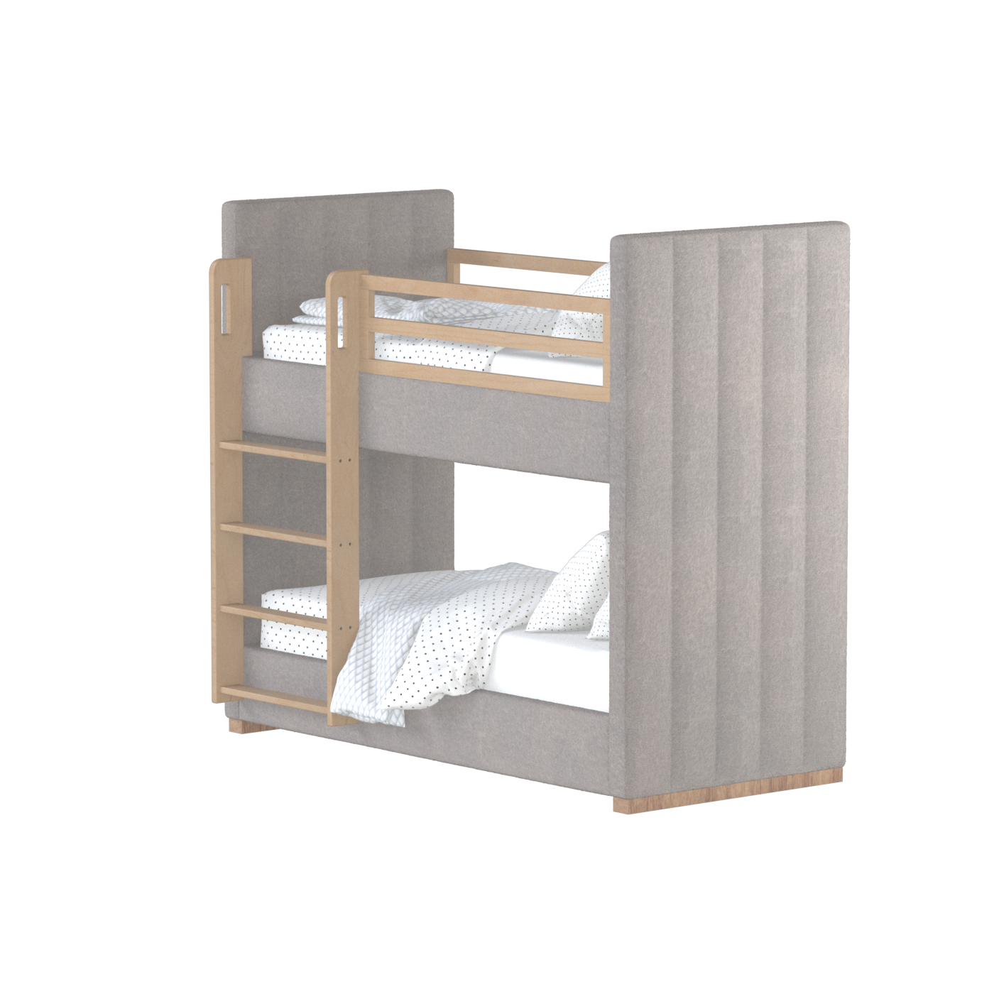 Paolo Bunk Bed with Soft Upholstery and Beechwood Accents