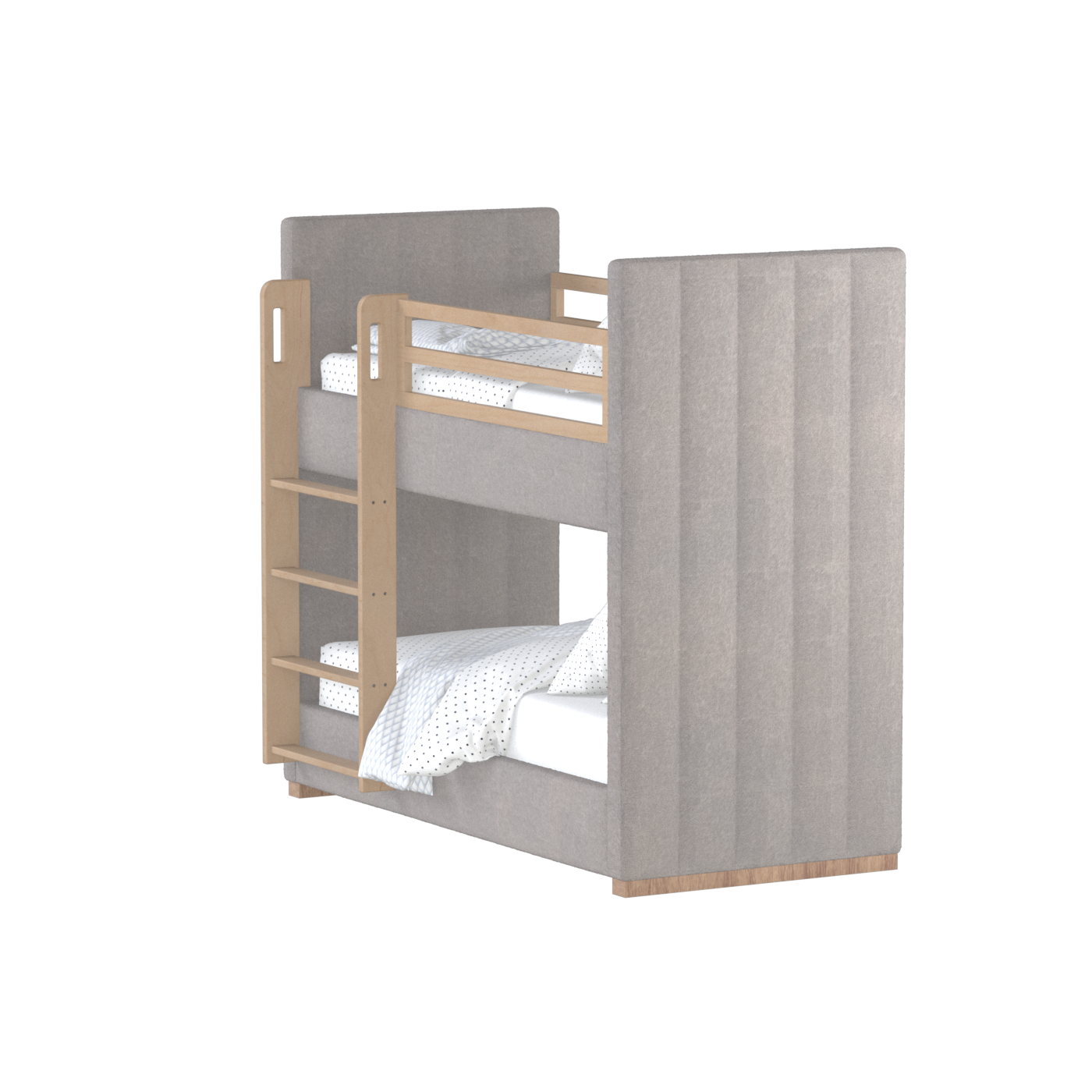 Paolo Bunk Bed with Soft Upholstery and Beechwood Accents