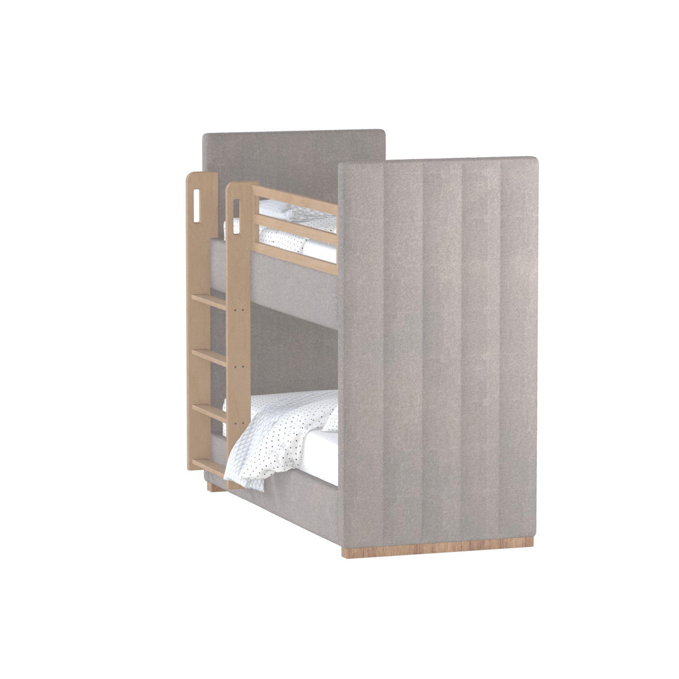 Paolo Bunk Bed with Soft Upholstery and Beechwood Accents