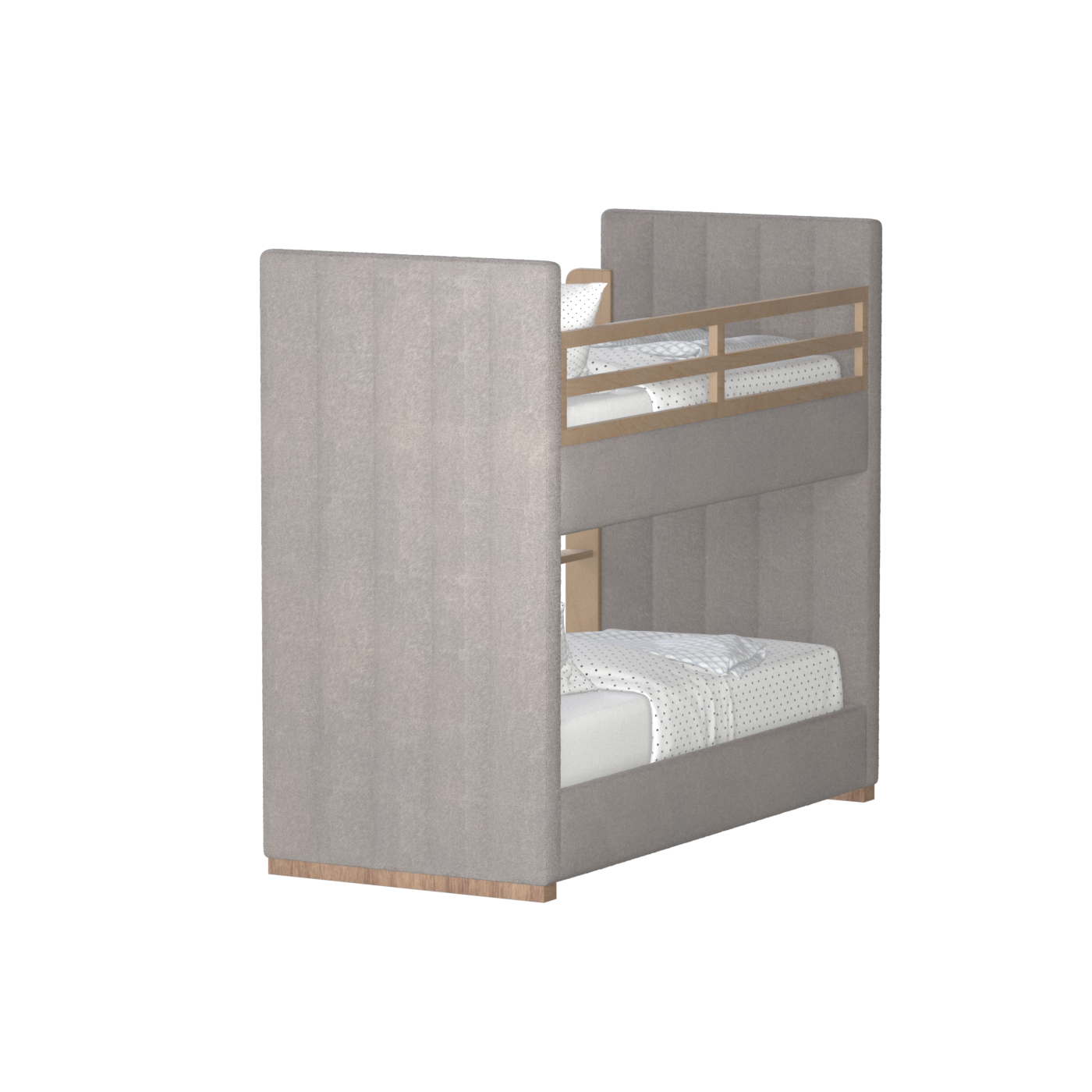 Paolo Bunk Bed with Soft Upholstery and Beechwood Accents