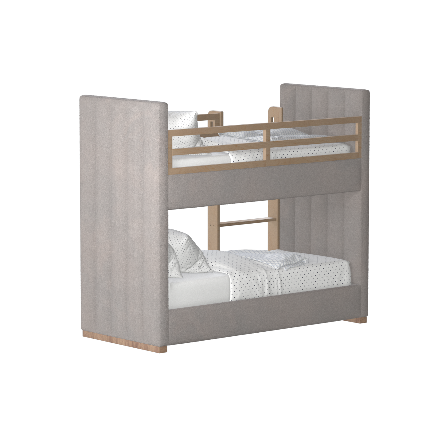 Paolo Bunk Bed with Soft Upholstery and Beechwood Accents