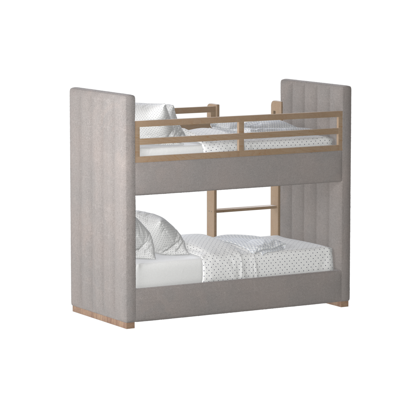 Paolo Bunk Bed with Soft Upholstery and Beechwood Accents