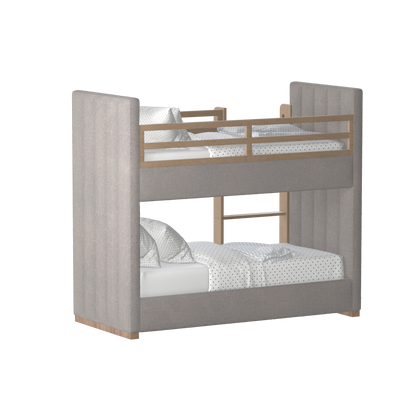 Paolo Bunk Bed with Soft Upholstery and Beechwood Accents