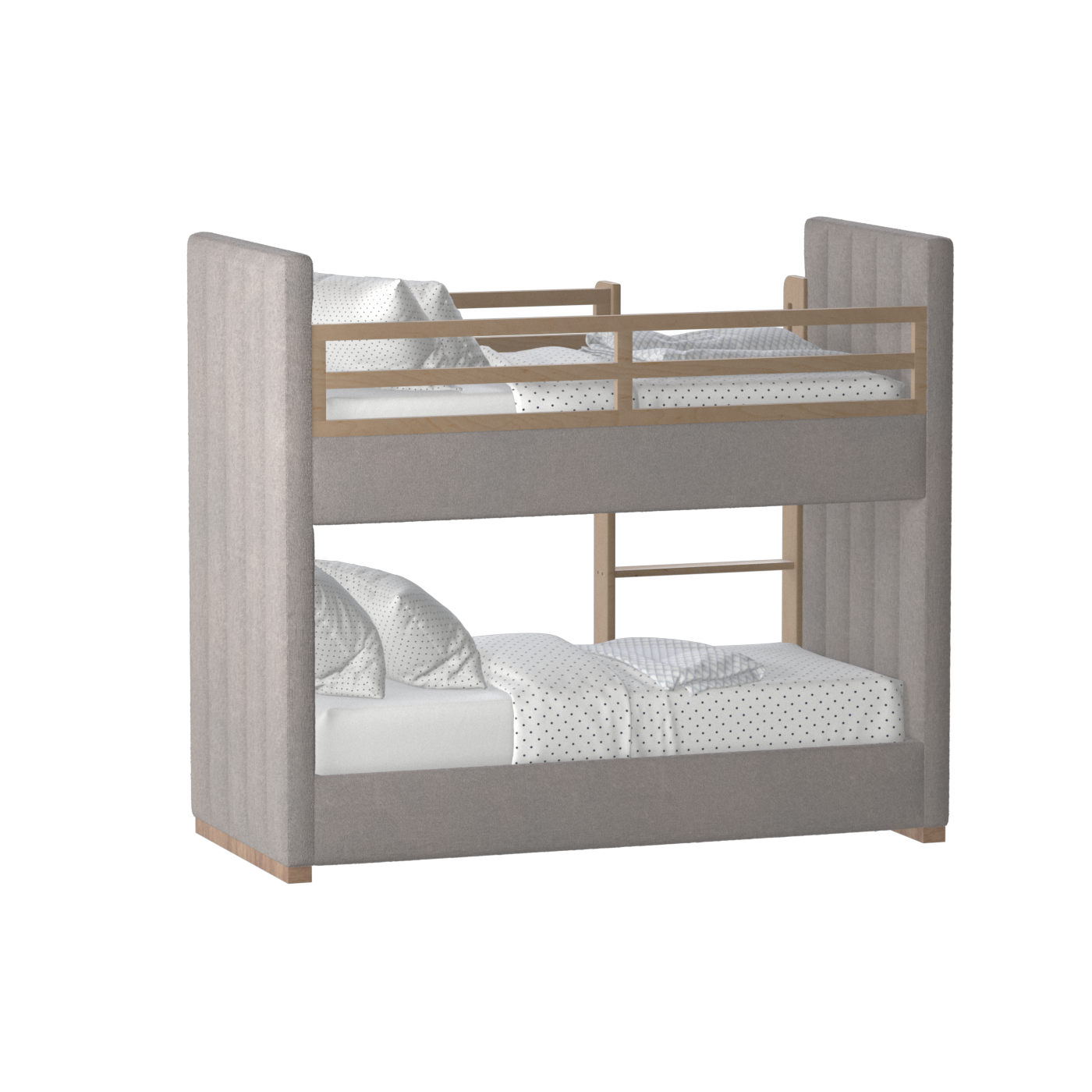 Paolo Bunk Bed with Soft Upholstery and Beechwood Accents