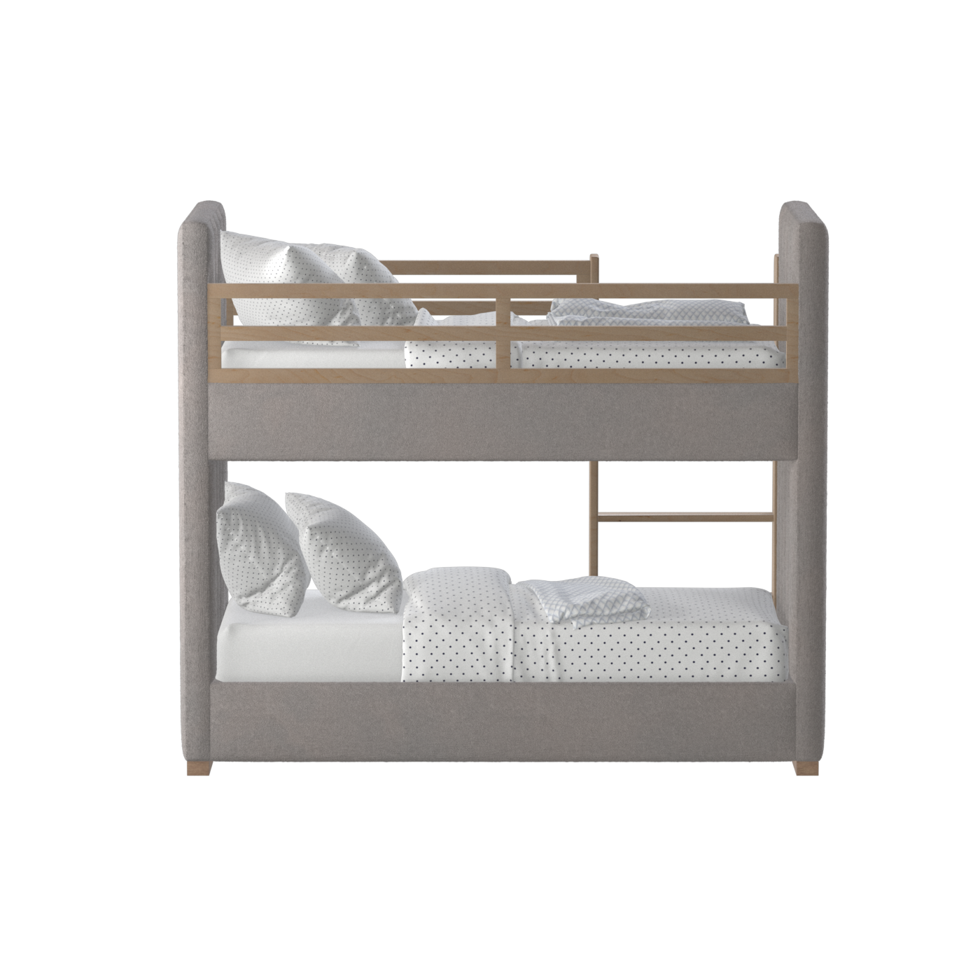 Paolo Bunk Bed with Soft Upholstery and Beechwood Accents