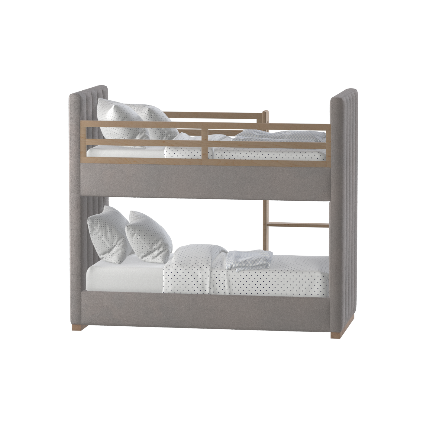 Paolo Bunk Bed with Soft Upholstery and Beechwood Accents