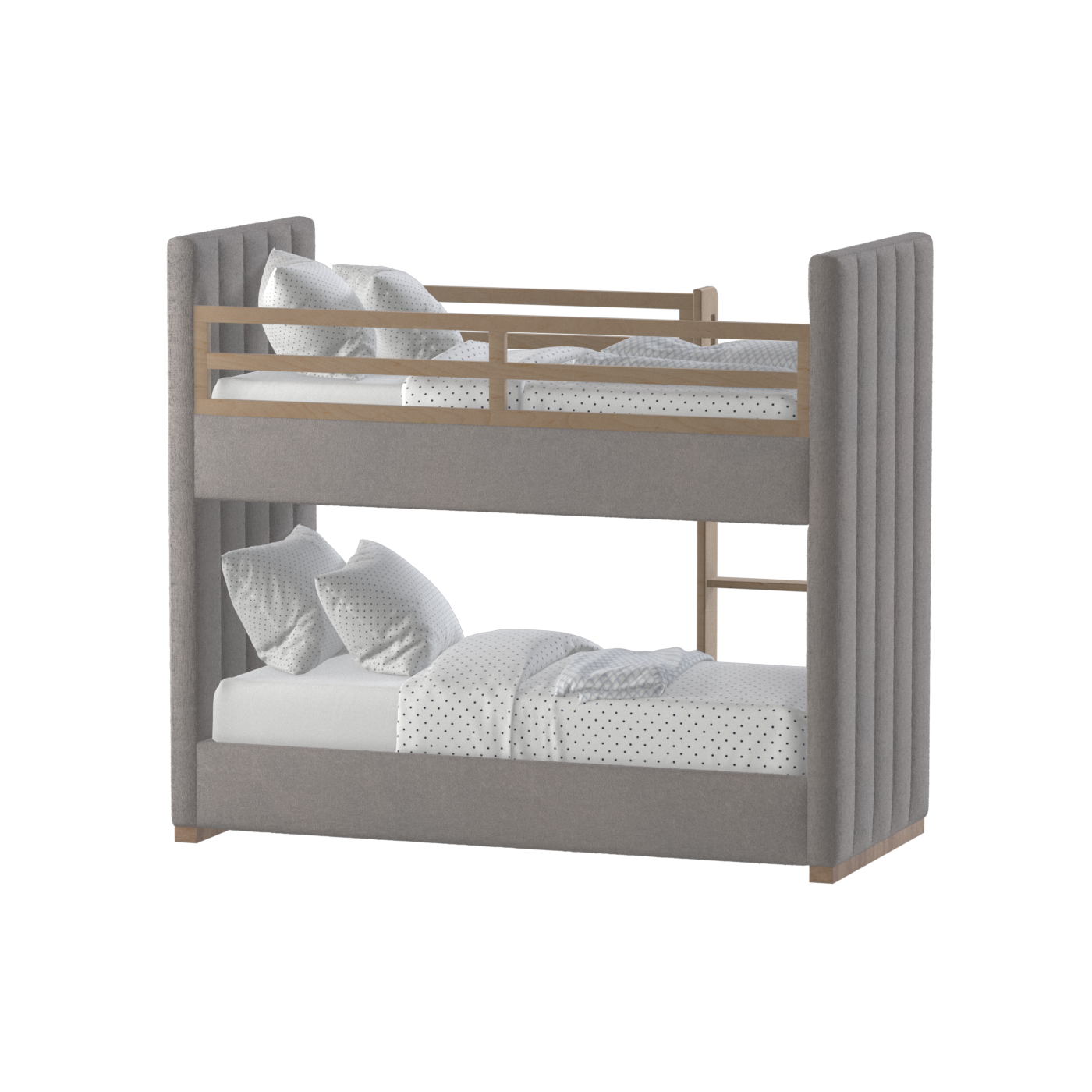 Paolo Bunk Bed with Soft Upholstery and Beechwood Accents