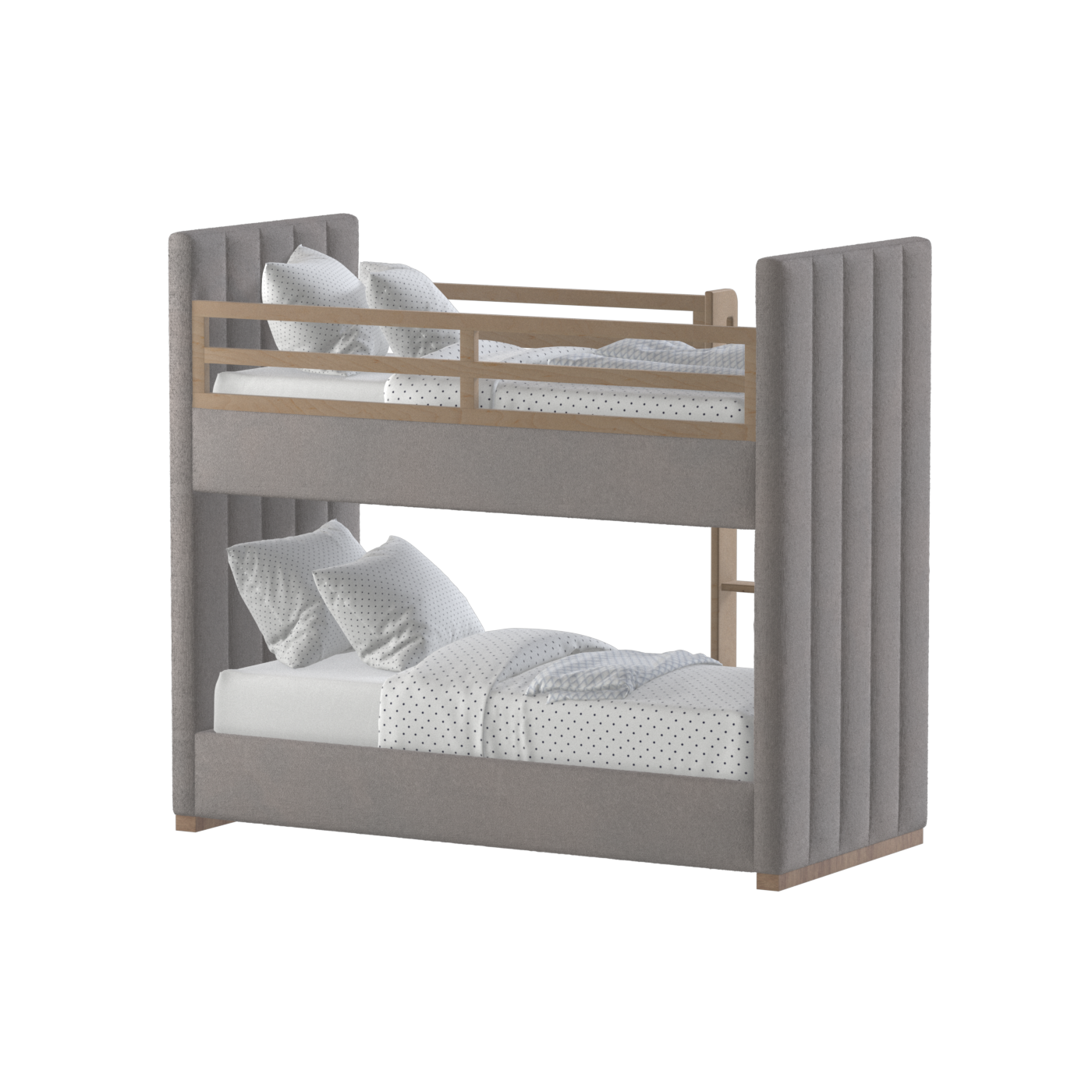 Paolo Bunk Bed with Soft Upholstery and Beechwood Accents