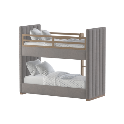 Paolo Bunk Bed with Soft Upholstery and Beechwood Accents
