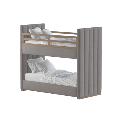 Paolo Bunk Bed with Soft Upholstery and Beechwood Accents