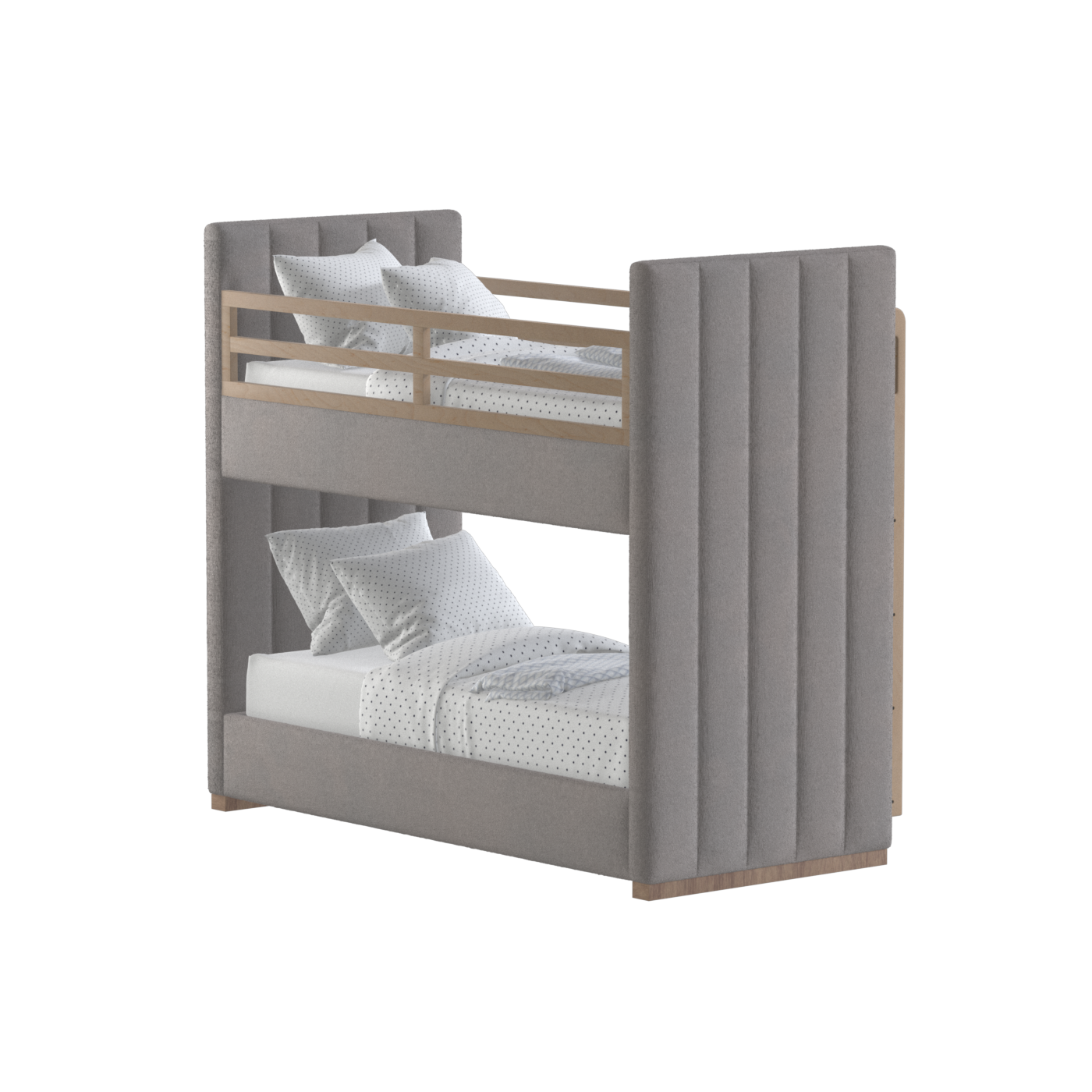 Paolo Bunk Bed with Soft Upholstery and Beechwood Accents