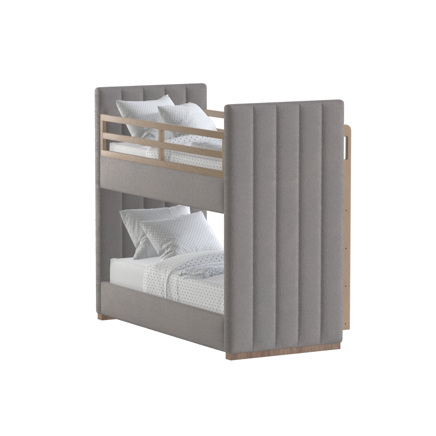 Paolo Bunk Bed with Soft Upholstery and Beechwood Accents