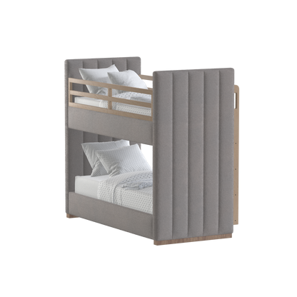 Paolo Bunk Bed with Soft Upholstery and Beechwood Accents