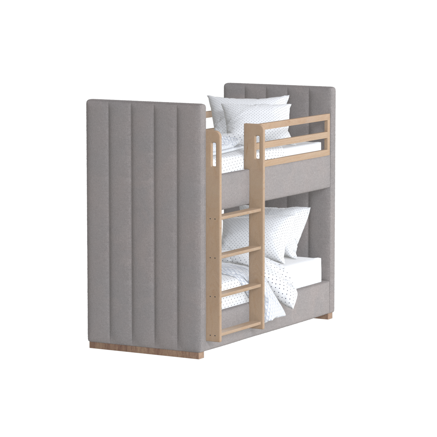 Paolo Bunk Bed with Soft Upholstery and Beechwood Accents