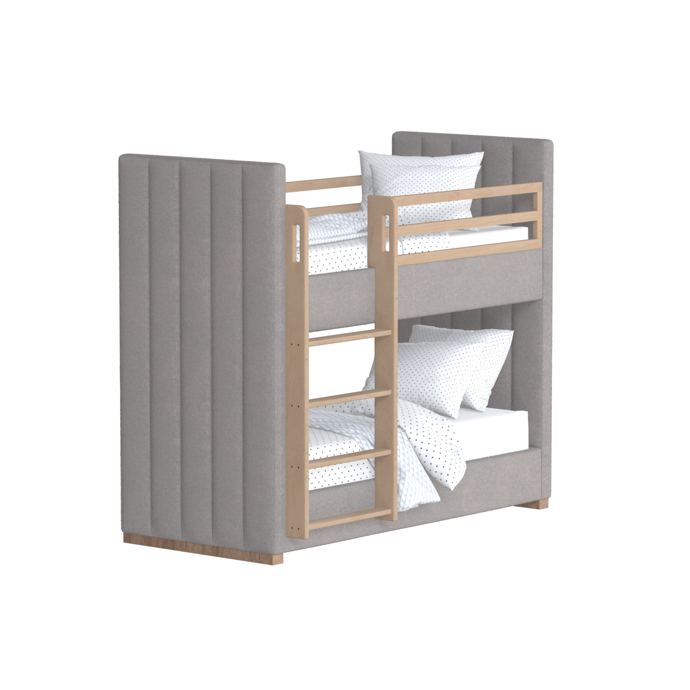 Paolo Bunk Bed with Soft Upholstery and Beechwood Accents
