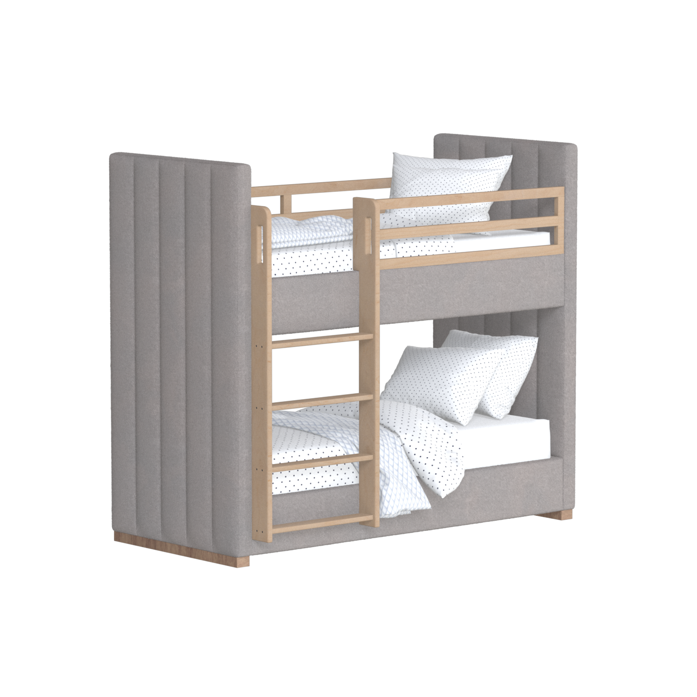 Paolo Bunk Bed with Soft Upholstery and Beechwood Accents