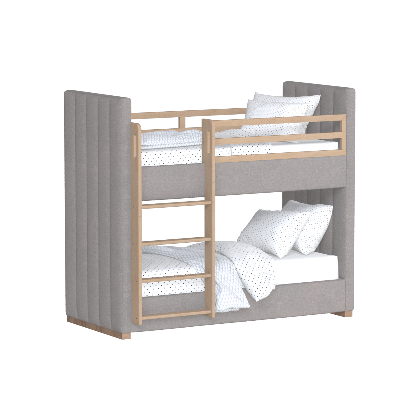 Paolo Bunk Bed with Soft Upholstery and Beechwood Accents