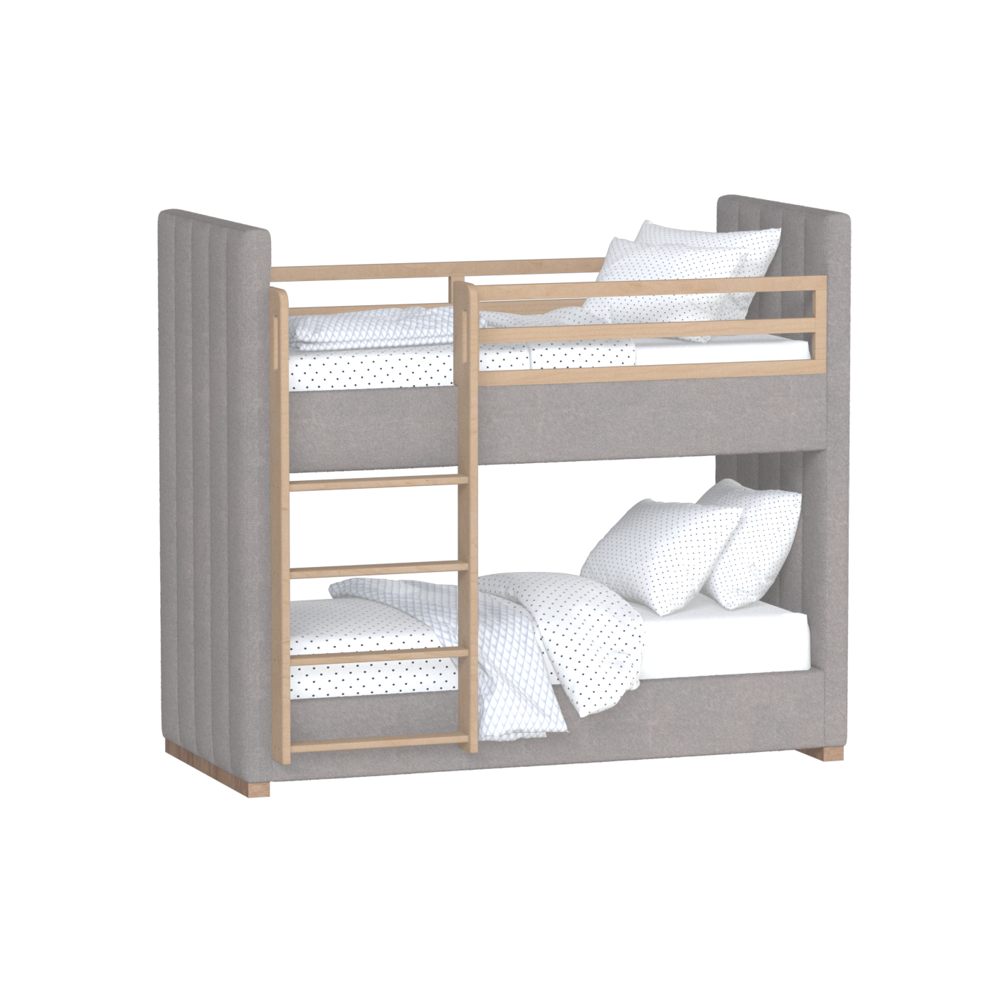 Paolo Bunk Bed with Soft Upholstery and Beechwood Accents