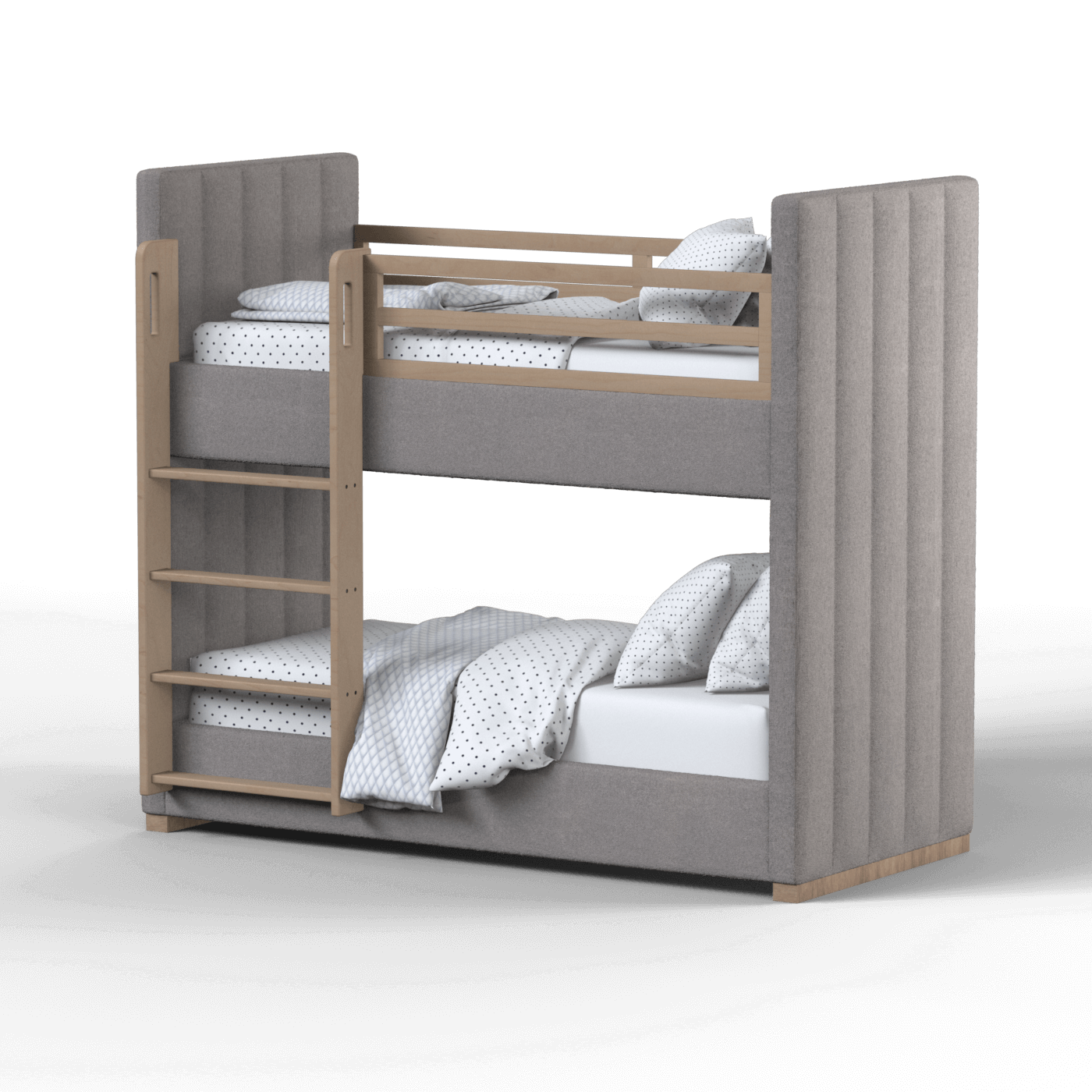 Paolo Bunk Bed with Soft Upholstery and Beechwood Accents