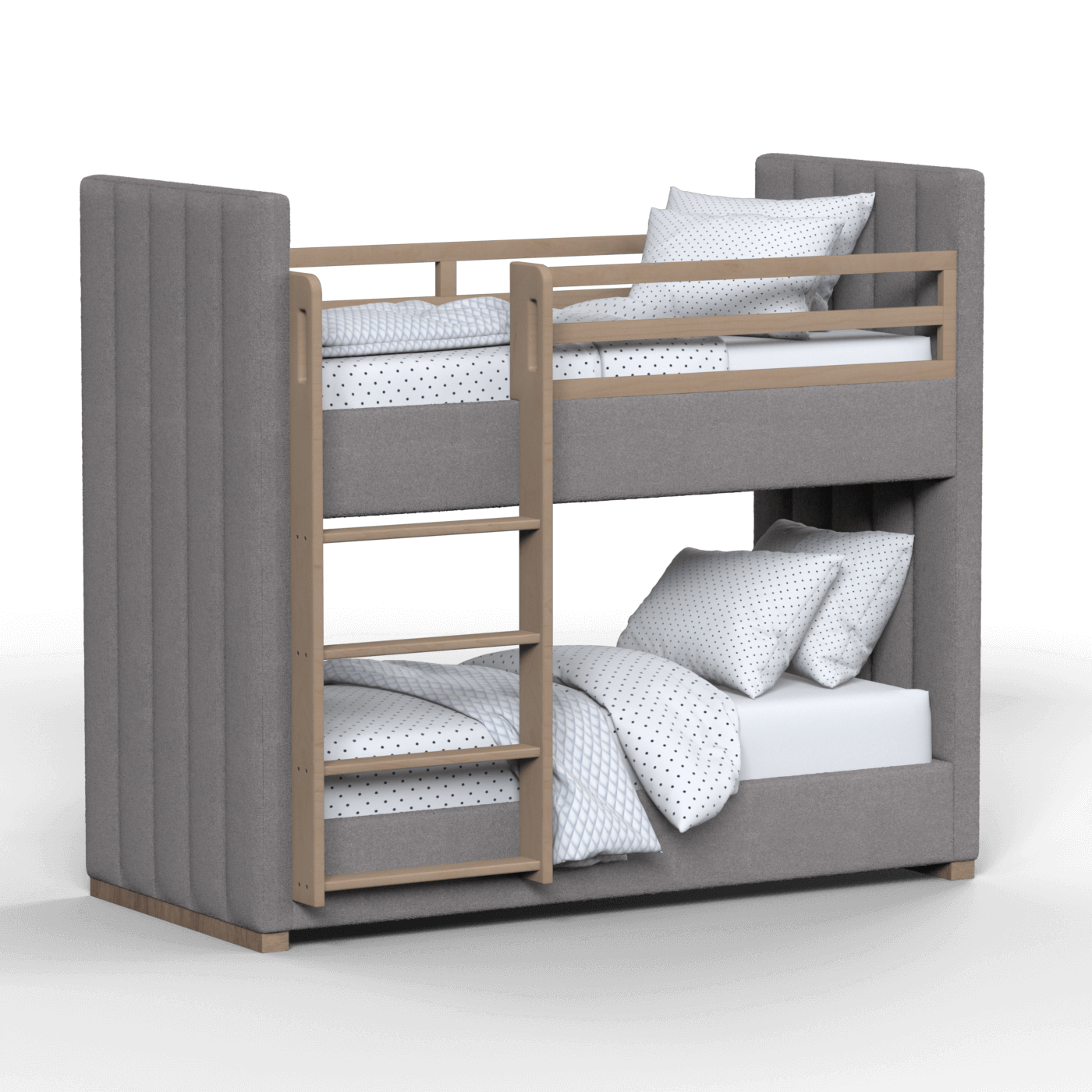 Paolo Bunk Bed with Soft Upholstery and Beechwood Accents