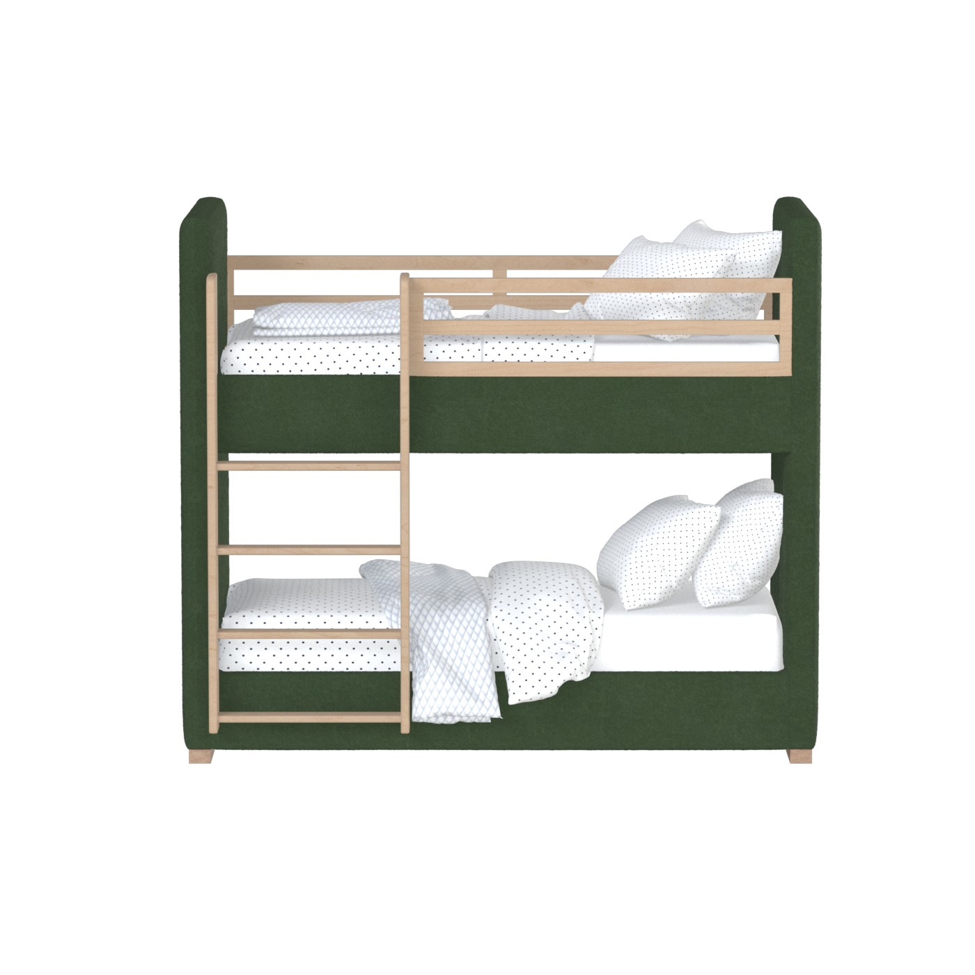 Paolo Bunk Bed with Soft Upholstery and Beechwood Accents