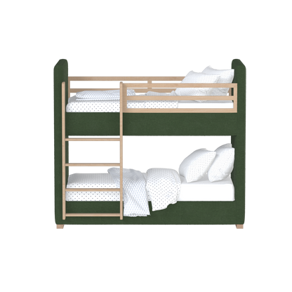Paolo Bunk Bed with Soft Upholstery and Beechwood Accents