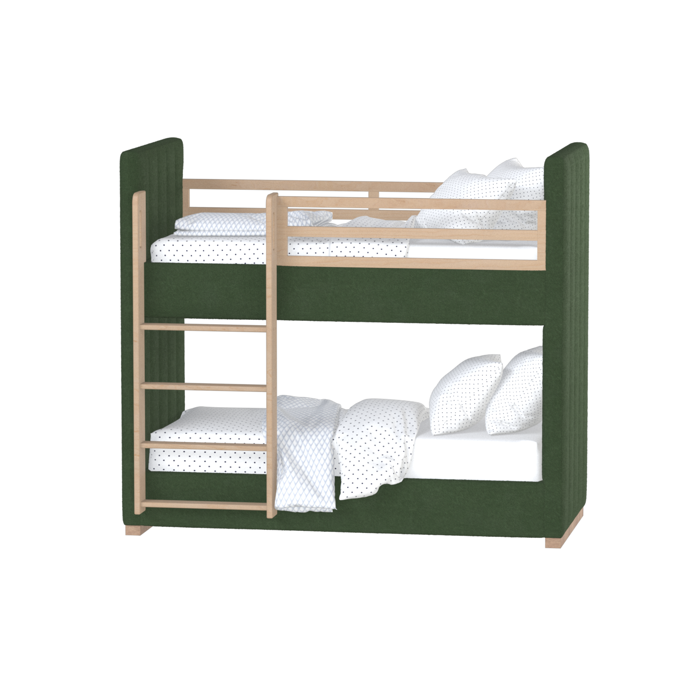 Paolo Bunk Bed with Soft Upholstery and Beechwood Accents
