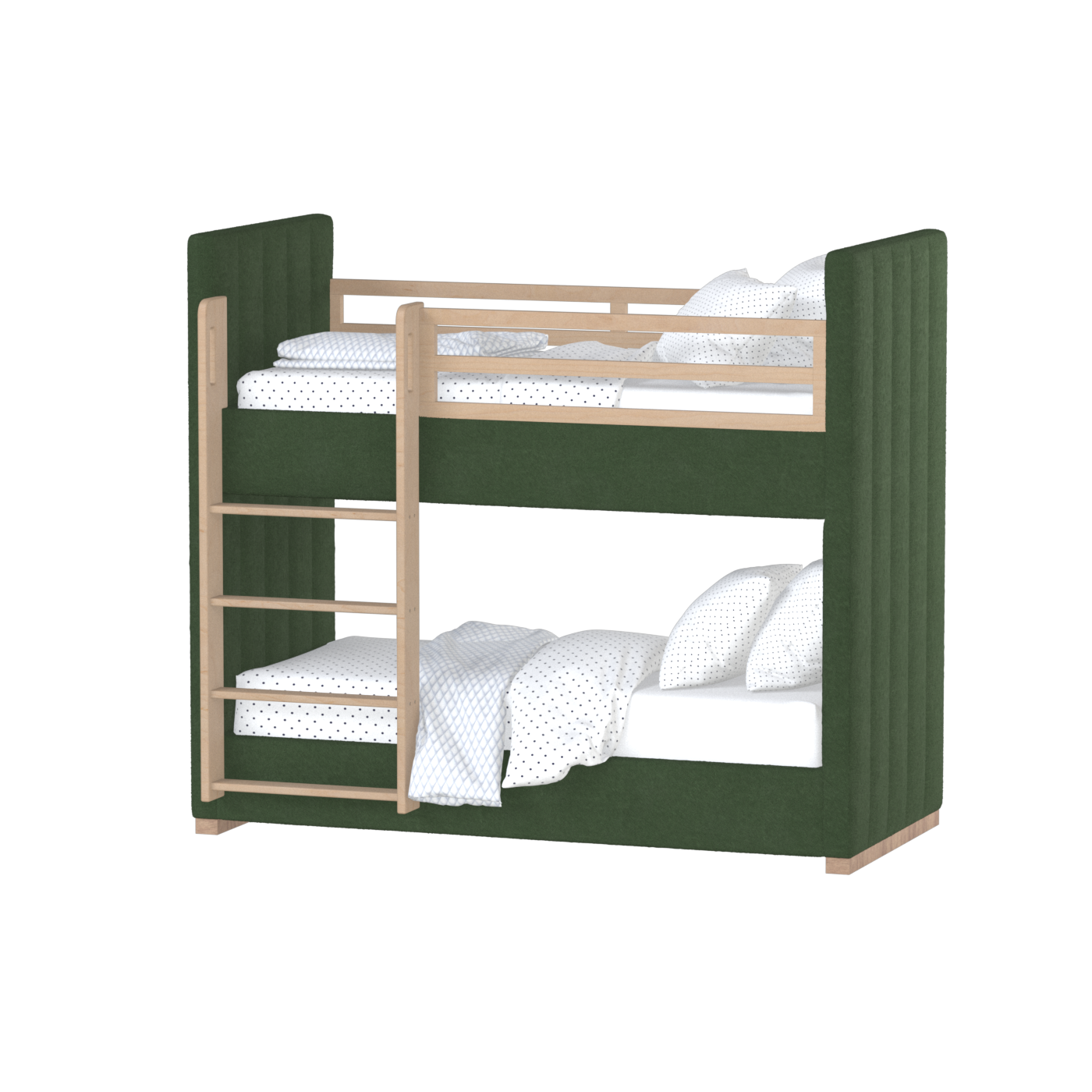 Paolo Bunk Bed with Soft Upholstery and Beechwood Accents