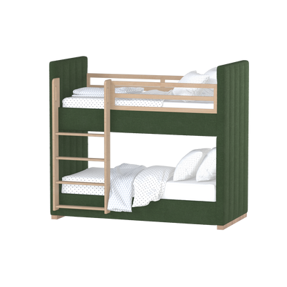 Paolo Bunk Bed with Soft Upholstery and Beechwood Accents