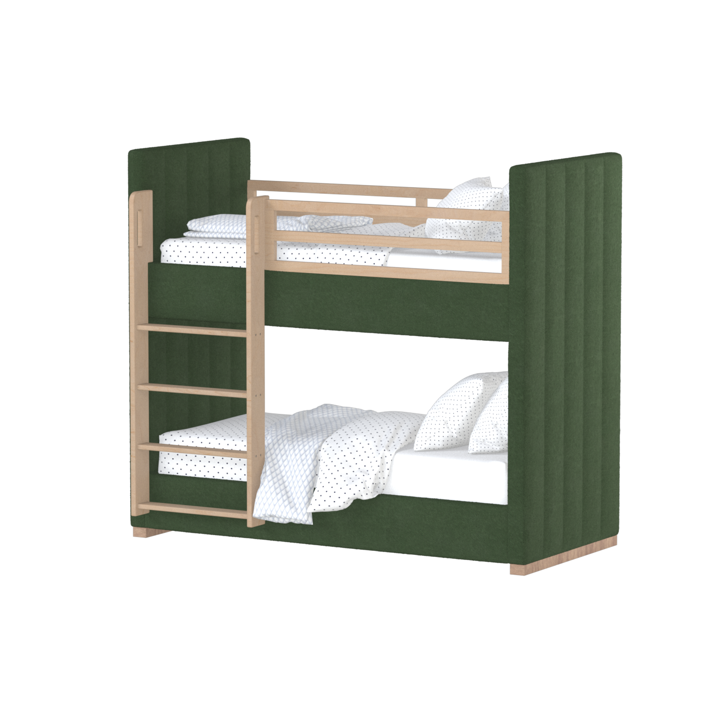Paolo Bunk Bed with Soft Upholstery and Beechwood Accents