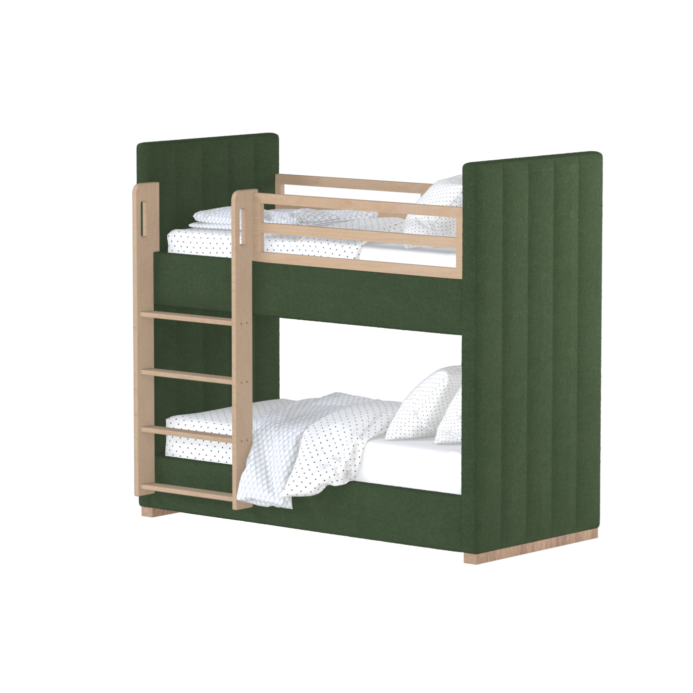 Paolo Bunk Bed with Soft Upholstery and Beechwood Accents
