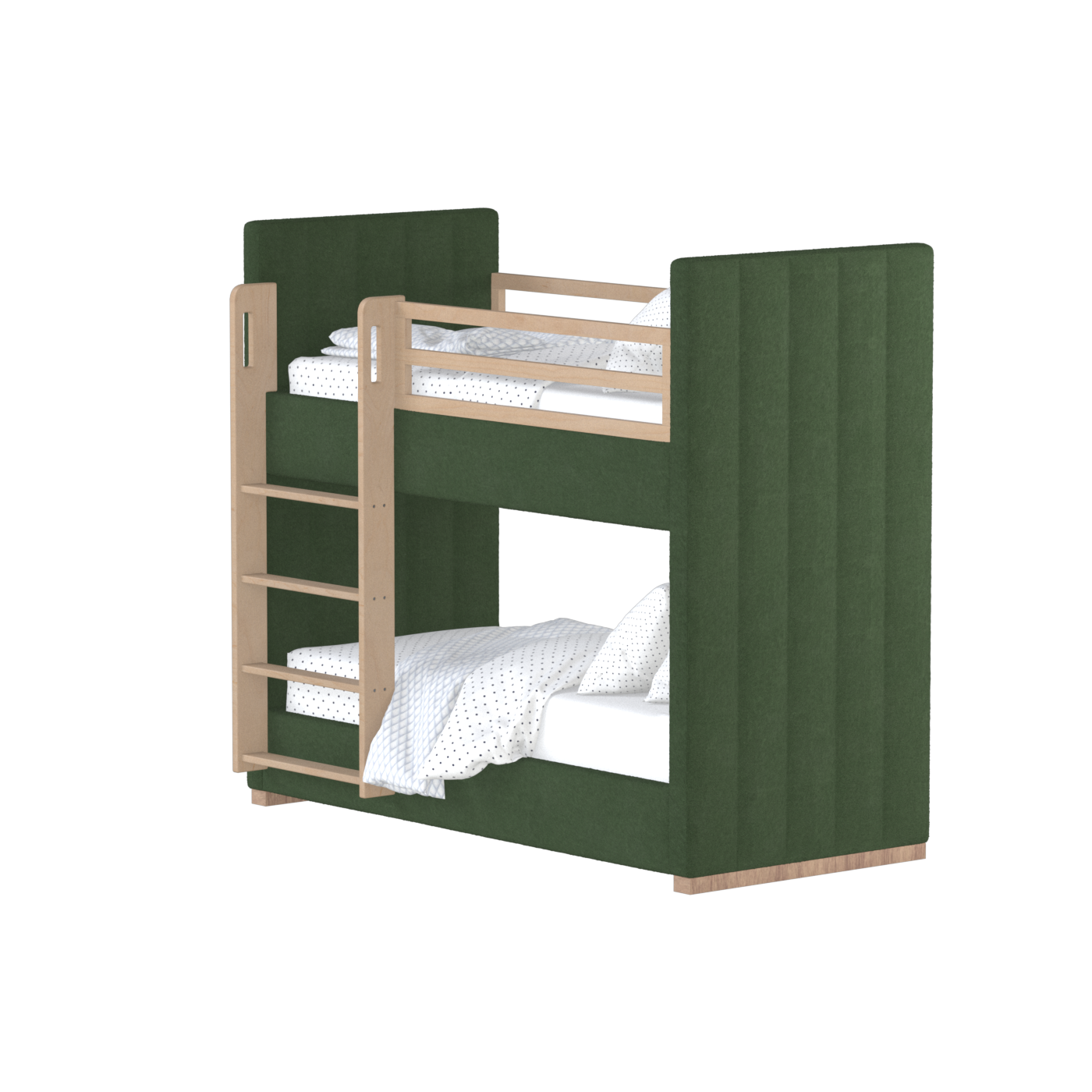 Paolo Bunk Bed with Soft Upholstery and Beechwood Accents