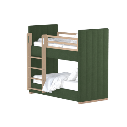Paolo Bunk Bed with Soft Upholstery and Beechwood Accents