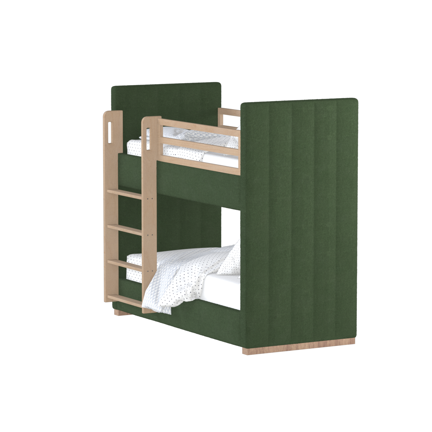 Paolo Bunk Bed with Soft Upholstery and Beechwood Accents