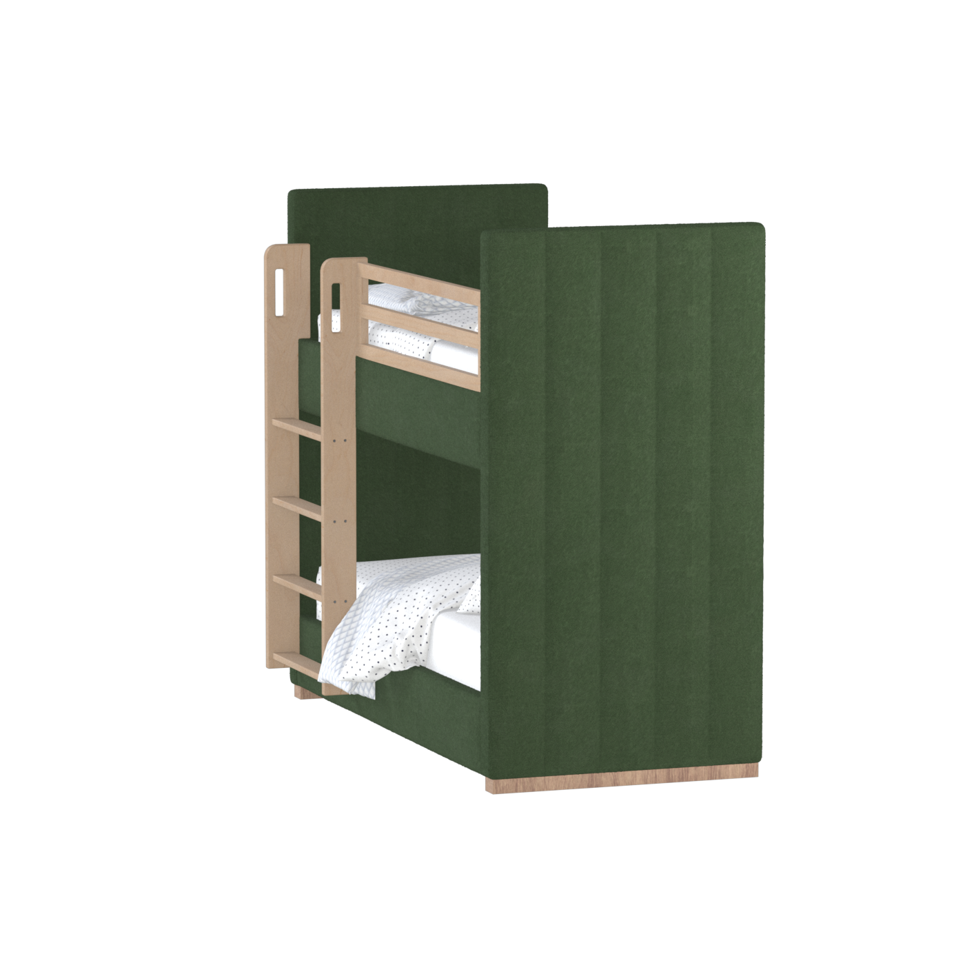 Paolo Bunk Bed with Soft Upholstery and Beechwood Accents