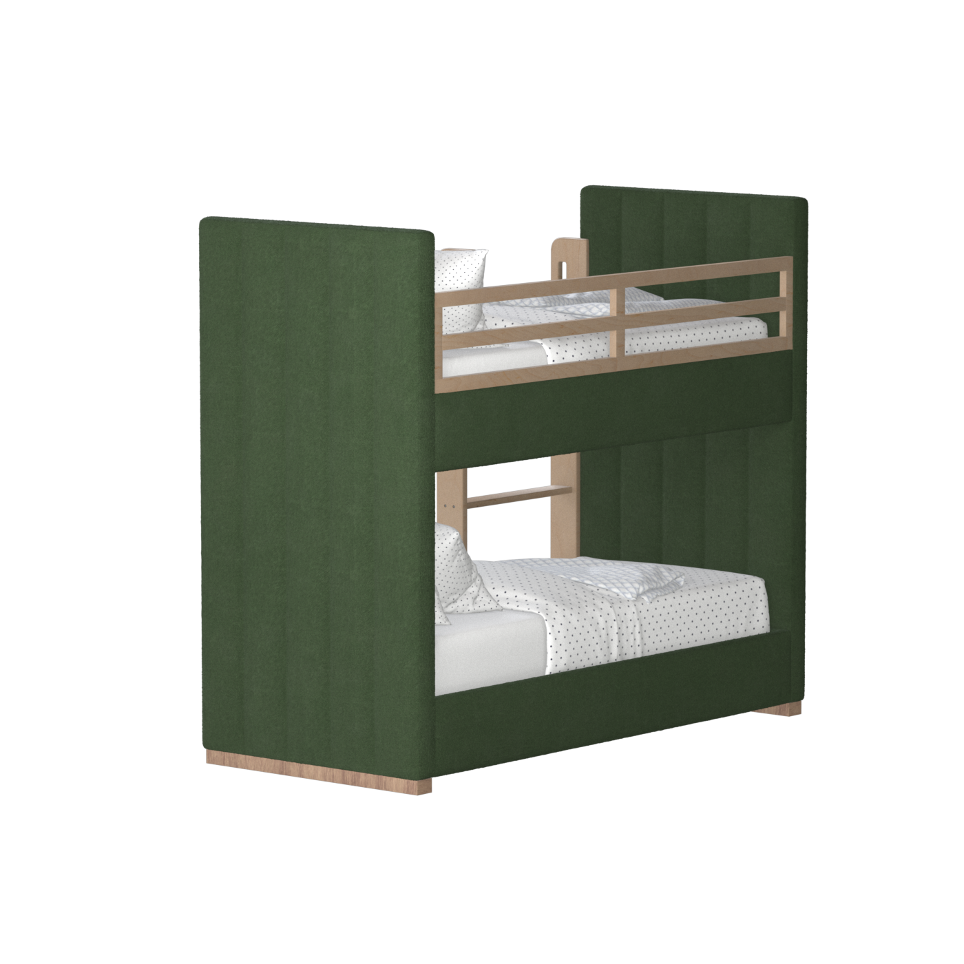 Paolo Bunk Bed with Soft Upholstery and Beechwood Accents
